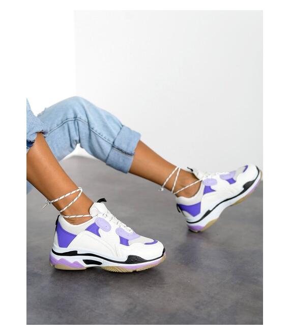 Γυναικεία Sneakers Με Λεπτομέρειες Δερματίνη Μωβ - Touru Multi