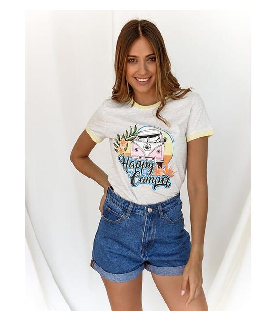 Brave Soul T-Shirt Με Στάμπα Γκρι - Happy Camper