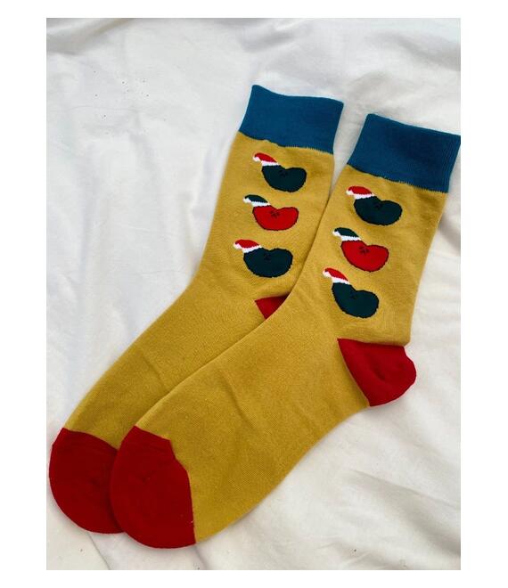 Κάλτσες Ψηλές Χριστουγεννιάτικες Μουσταρδί - Santa Sock Me