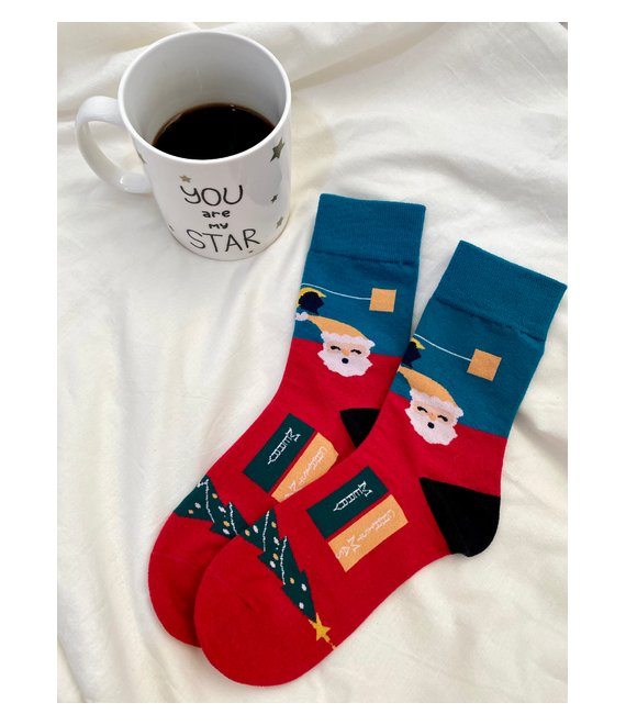Κάλτσες Ψηλές Χριστουγεννιάτικες Κόκκινες - Santa Sock Me