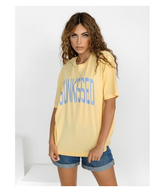 NOISY MAY T-Shirt Oversized Με Στάμπα Κίτρινο - Sunfalare