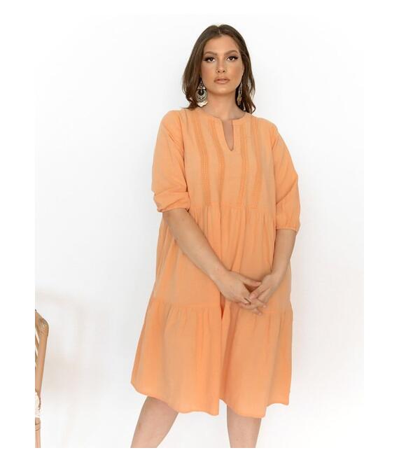 Vero Moda Φόρεμα Με Βολάν Πορτοκαλί - Guerdy