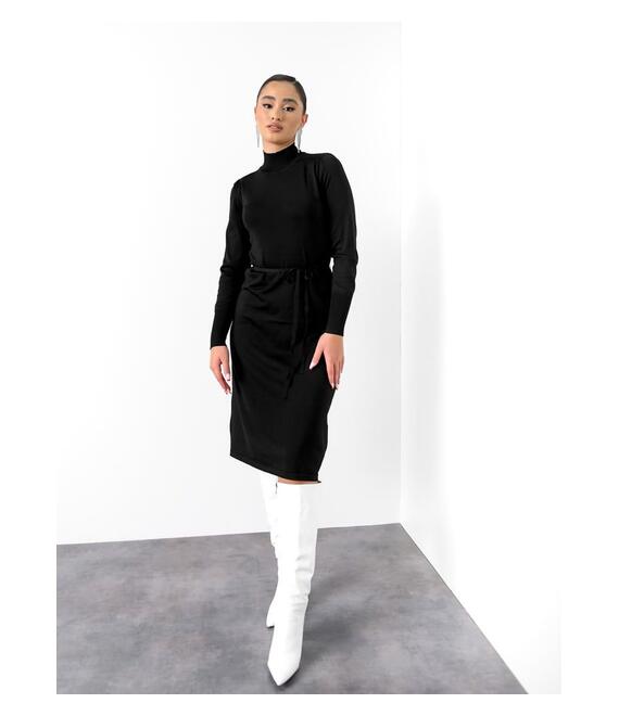 Vero Moda Φόρεμα Midi Με Ζώνη Μαύρο - Perfect Pick