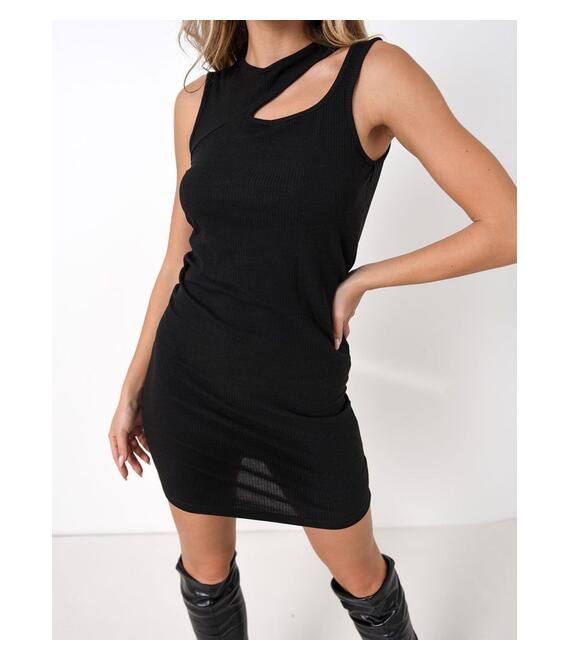 Vero Moda Φόρεμα Ριπ Με Άνοιγμα Στον Ώμο Μαύρο - Armerina