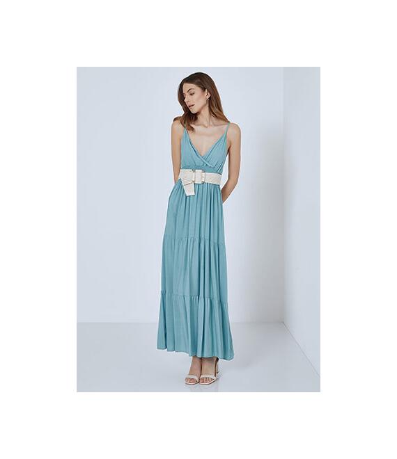 Βαμβακερό maxi φόρεμα με σφηκοφωλιά SM7949.8488+3