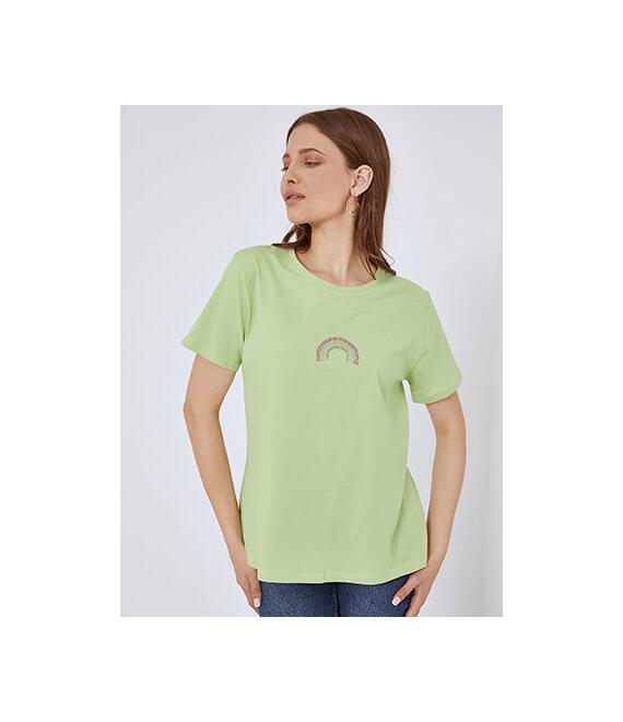 T-shirt με strass ουράνιο τόξο SM7616.4532+4