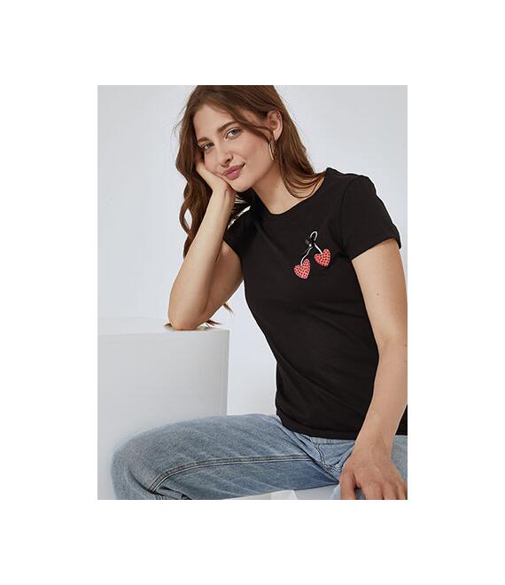 T-shirt με λεπτομέρειες strass και φιόγκο SM7958.4763+1