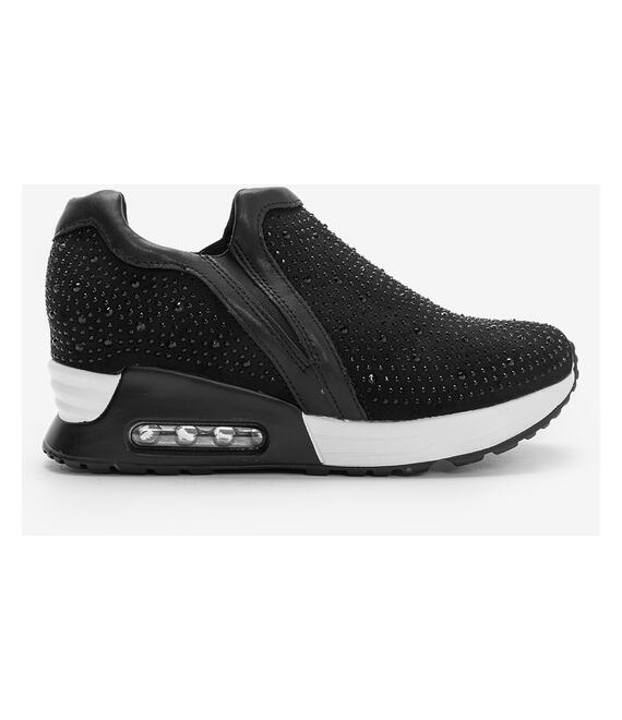 Sneakers με Εσωτερική Πλατφόρμα & Στρας 022554 ΜΑΥΡΟ