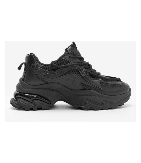 Chunky Sneakers Δίσολα με Extra Κορδόνι 022575 ΜΑΥΡΟ