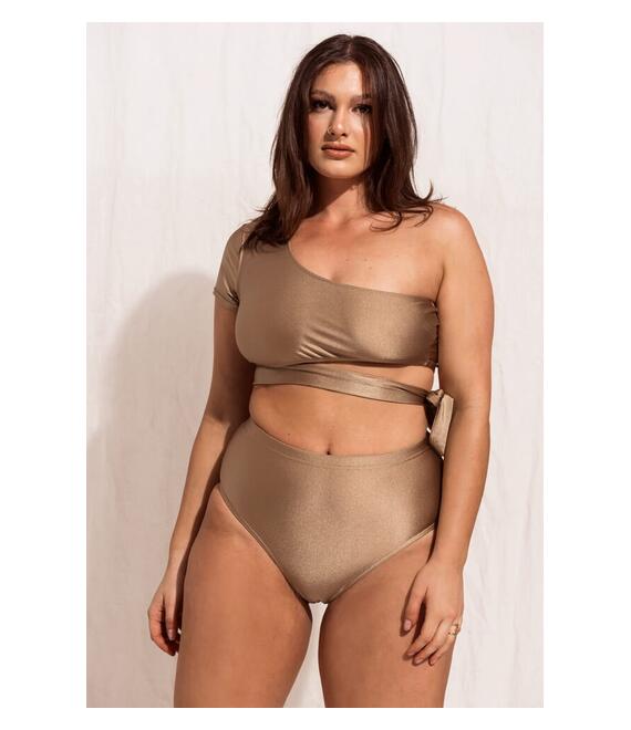 GIGI-Μαγιό Σετ Μπικίνι με Δέσιμο Plus Size - Μπεζ