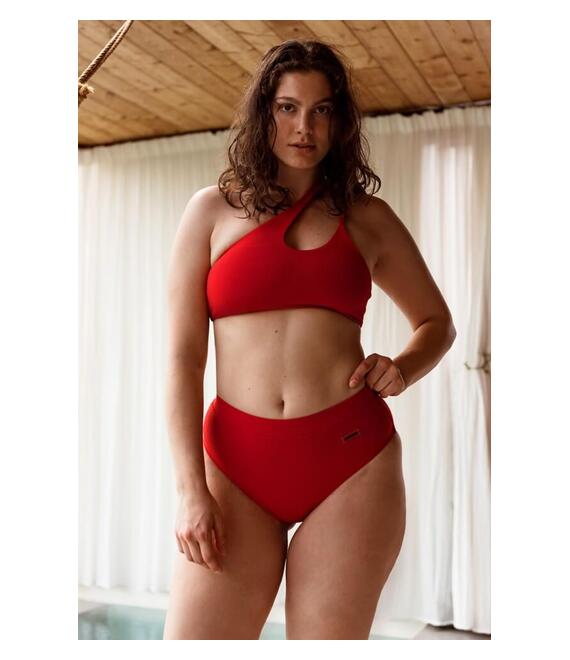 GIGI-Μαγιό Slip Ριπ Plus Size - Κόκκινο