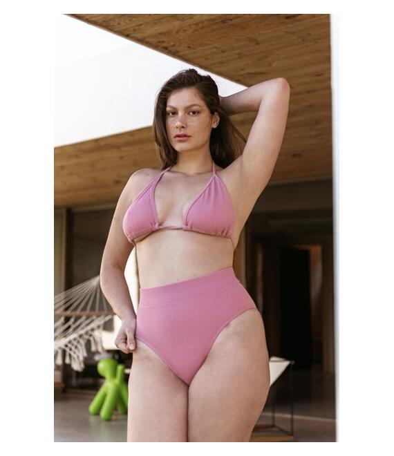 GIGI-Μαγιό Slip Μπικίνι με Φαρδύ Λάστιχο Plus Size - Ροζ