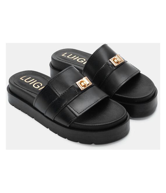 LUIGI DESIGN - Σανδάλια Flatform με Τόκα - Μαύρο