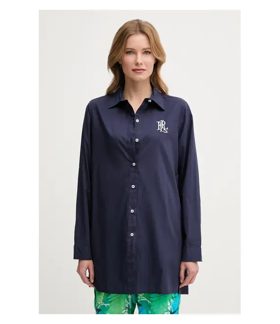 Βαμβακερό πουκάμισο Lauren Ralph Lauren χρώμα: ναυτικό μπλε, 20529276