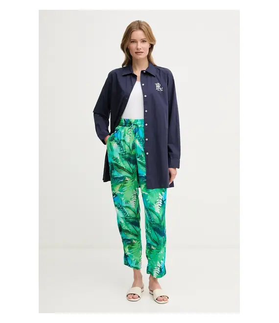 Βαμβακερό πουκάμισο Lauren Ralph Lauren χρώμα: ναυτικό μπλε, 20529276