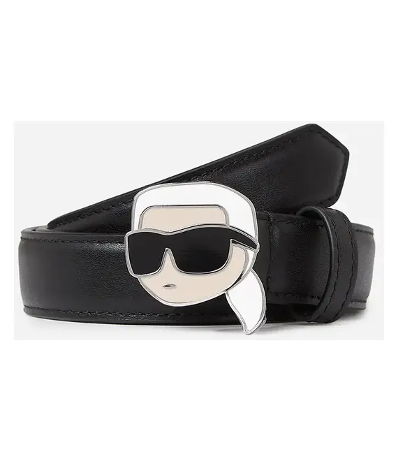 Δερμάτινη ζώνη Karl Lagerfeld χρώμα: μαύρο, A2W33073