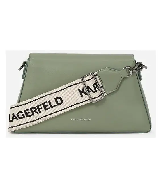 Δερμάτινη τσάντα Karl Lagerfeld χρώμα: πράσινο, A2W30198