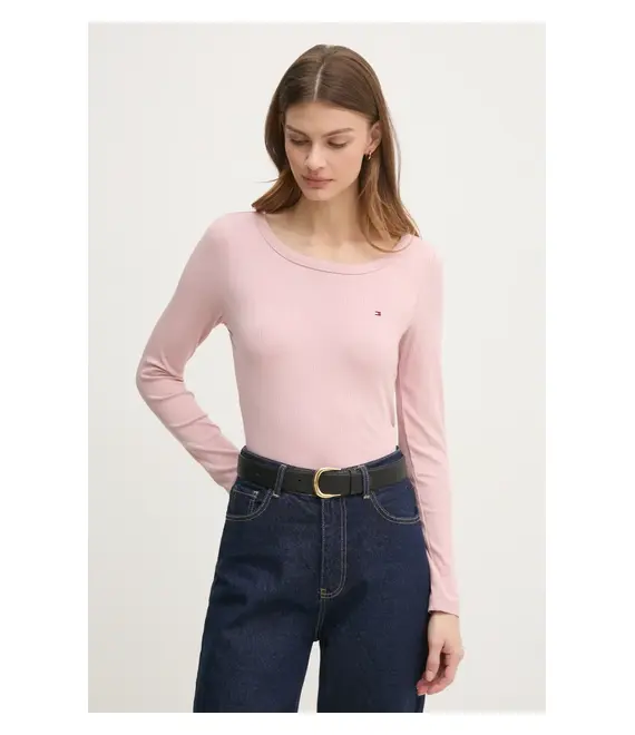 Longsleeve Tommy Hilfiger χρώμα: ροζ, WW0WW38869
