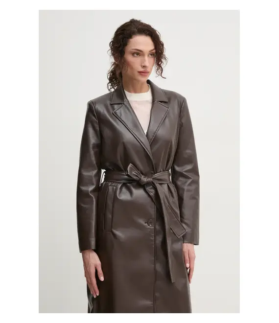 Παλτό Guess χρώμα: καφέ