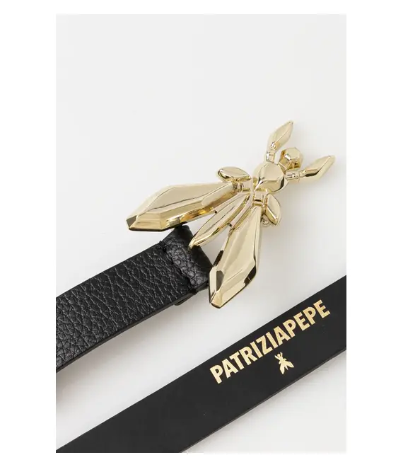 Δερμάτινη ζώνη Patrizia Pepe χρώμα: μαύρο, 8W0016 L001