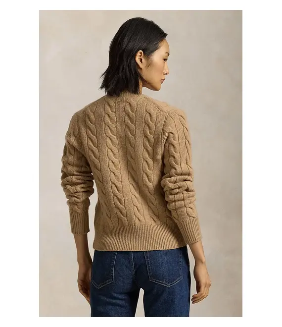Μάλλινη ζακέτα Polo Ralph Lauren χρώμα: μπεζ, 211910443