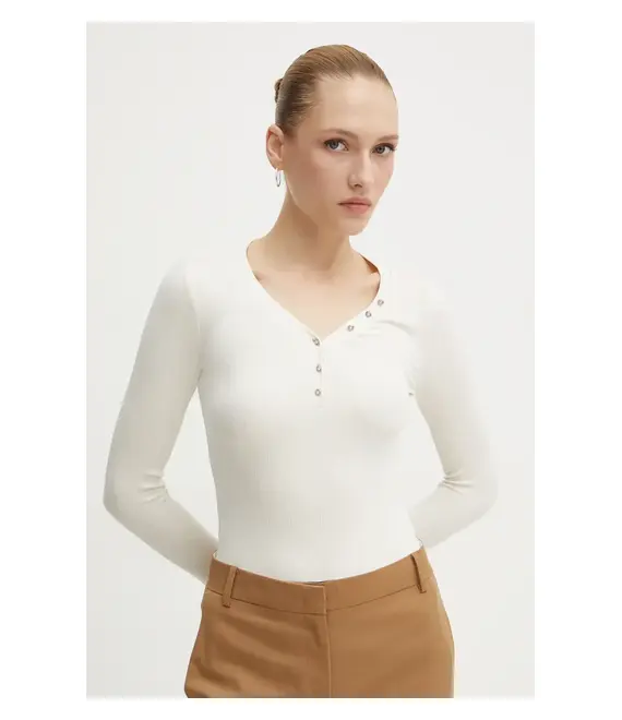 Longsleeve Guess KYLA χρώμα: μπεζ, W4BP51 KBCO2