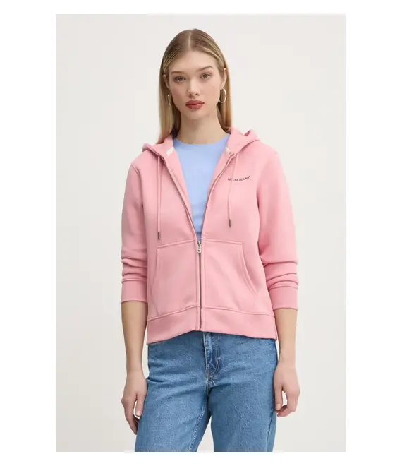Μπλούζα Guess Jeans χρώμα: ροζ, με κουκούλα, W4YQ13 KC811