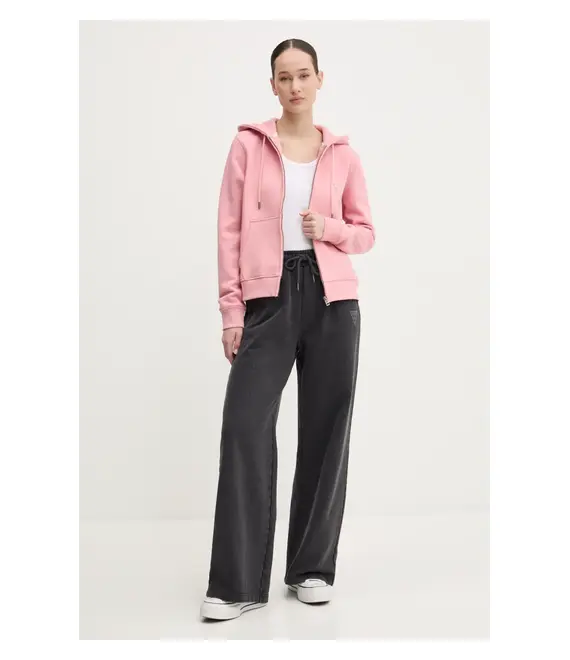 Μπλούζα Guess Jeans χρώμα: ροζ, με κουκούλα, W4YQ03 KC811
