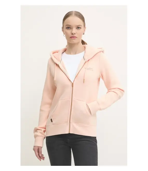 Μπλούζα Superdry χρώμα: ροζ, με κουκούλα, W2012047A-YU4