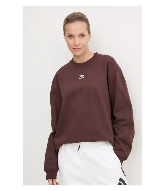 Βαμβακερή μπλούζα adidas Originals γυναικεία, χρώμα: καφέ, IY9632