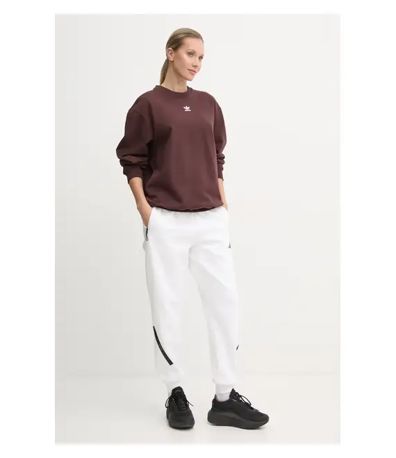 Βαμβακερή μπλούζα adidas Originals γυναικεία, χρώμα: καφέ, IY9632
