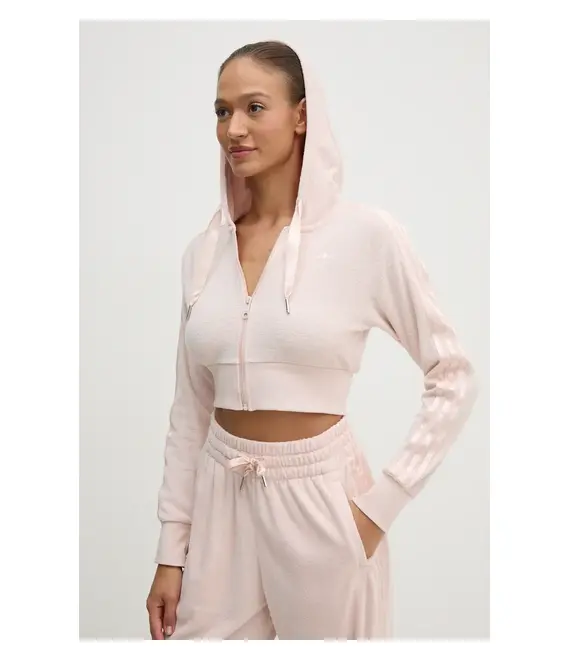 Μπλούζα adidas Originals Femme Galore Short Fulzip Hoodie χρώμα: ροζ, με κουκούλα, JN3005