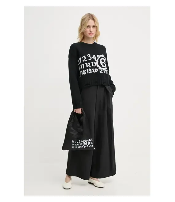 Μάλλινο πουλόβερ MM6 Maison Margiela γυναικείο, χρώμα: μαύρο, S62HL0029.M13074