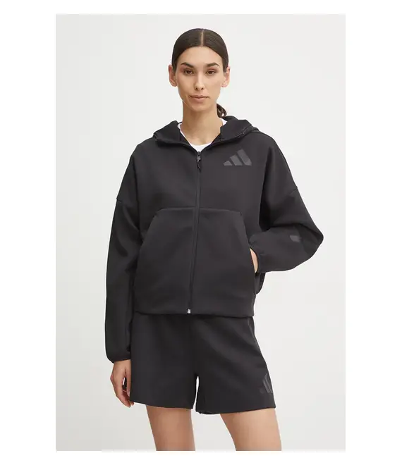 Μπλούζα adidas ZNE χρώμα: μαύρο, με κουκούλα, JE7848