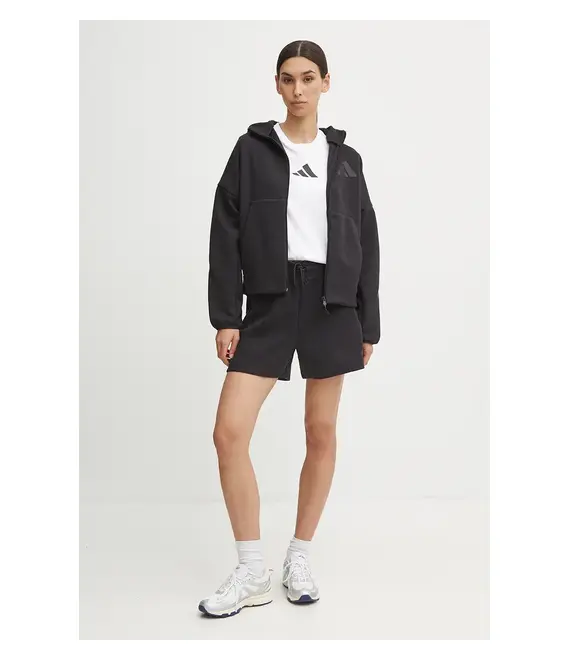 Μπλούζα adidas ZNE χρώμα: μαύρο, με κουκούλα, JE7848