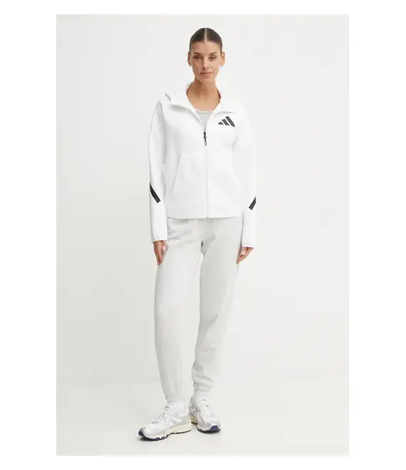 Μπλούζα adidas ZNE χρώμα: άσπρο, με κουκούλα, JE7849
