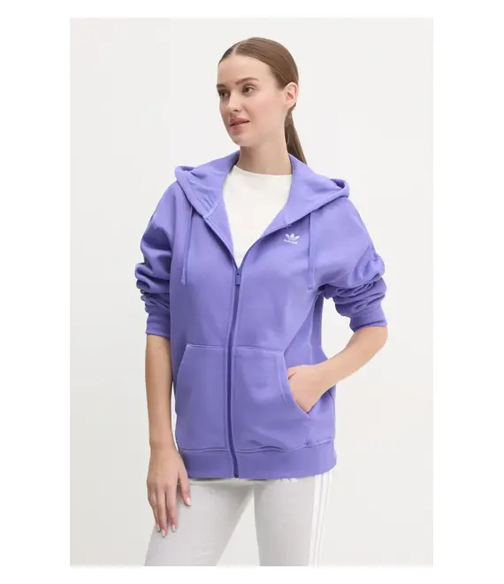 Μπλούζα adidas Originals χρώμα: μοβ, με κουκούλα, IY9624