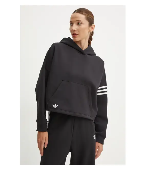 Μπλούζα adidas Originals Neuclassics χρώμα: μαύρο, με κουκούλα, IW5607