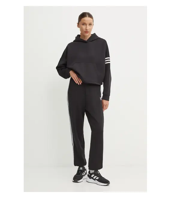 Μπλούζα adidas Originals Neuclassics χρώμα: μαύρο, με κουκούλα, IW5607