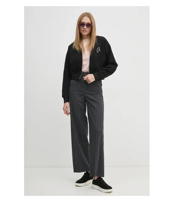Βαμβακερή μπλούζα Calvin Klein Jeans γυναικεία, χρώμα: μαύρο, με κουκούλα, J20J224440