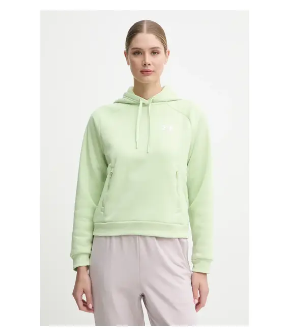 Μπλούζα Under Armour Armour Fleece Pro χρώμα: πράσινο, με κουκούλα, 1386504