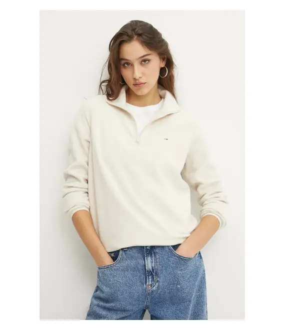 Μπλούζα Tommy Jeans χρώμα: μπεζ, DW0DW19751
