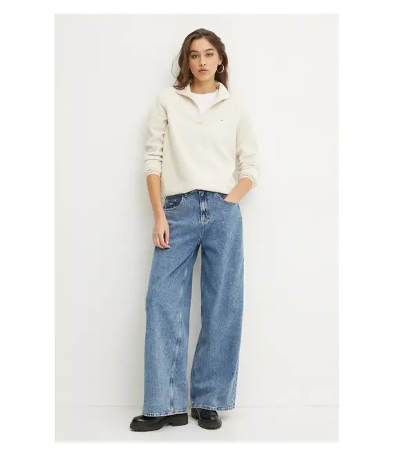 Μπλούζα Tommy Jeans χρώμα: μπεζ, DW0DW19751