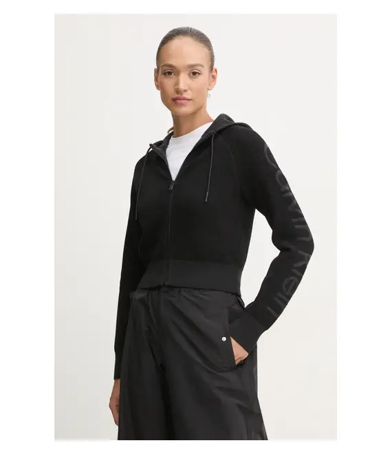 Μπλούζα Calvin Klein Performance χρώμα: μαύρο, με κουκούλα, 00GWF4J400