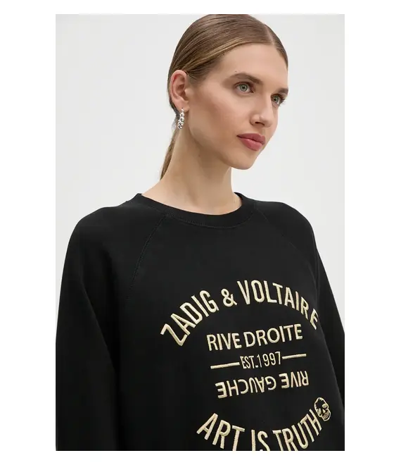 Βαμβακερή μπλούζα ZADIG&VOLTAIRE γυναικεία, χρώμα: μαύρο, JWSL00001