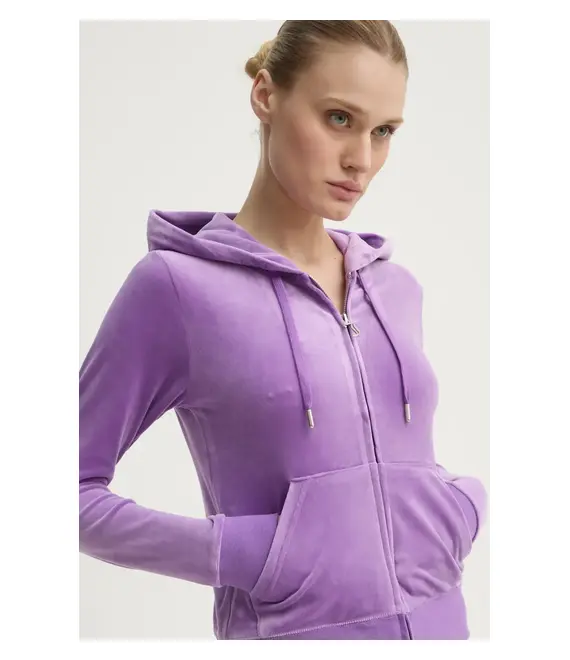 Μπλούζα Juicy Couture ROBERTSON CLASS χρώμα: μοβ, με κουκούλα, JCAP176