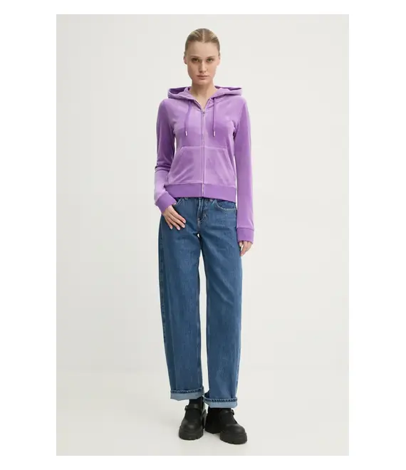 Μπλούζα Juicy Couture ROBERTSON CLASS χρώμα: μοβ, με κουκούλα, JCAP176