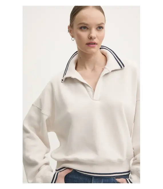 Μπλούζα Abercrombie & Fitch χρώμα: μπεζ, KI152-4156