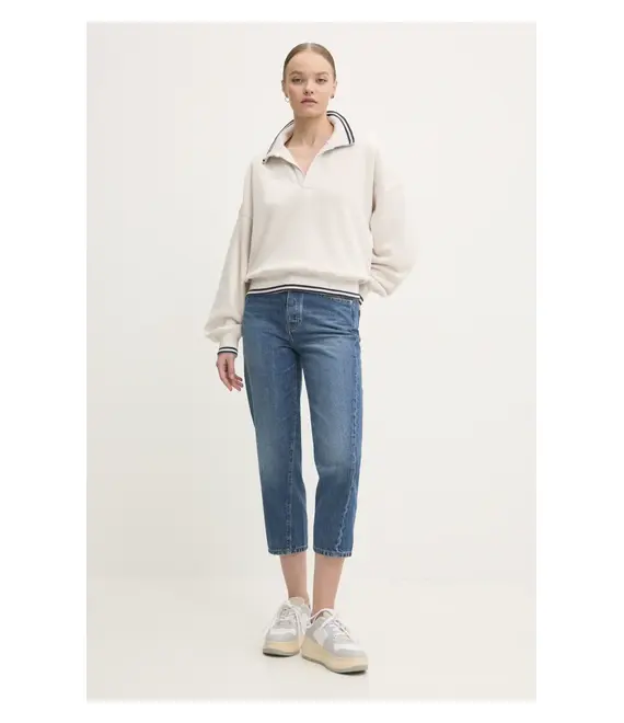 Μπλούζα Abercrombie & Fitch χρώμα: μπεζ, KI152-4156