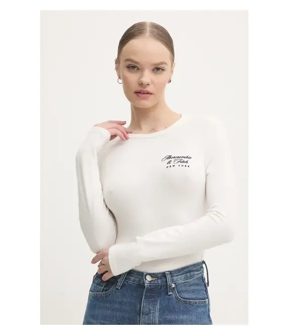 Μακρυμάνικο Abercrombie & Fitch χρώμα: μπεζ, KI157-4309